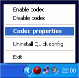 Codec properties Codec properties