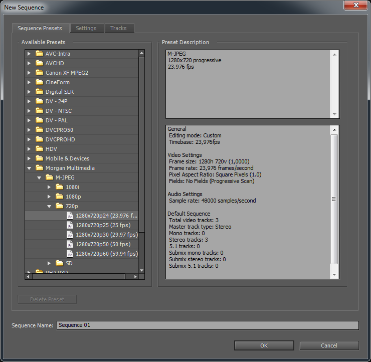 Premiere Pro Sequence Presets Premiere Pro Sequence Presets