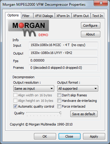 DirectShow M-JPEG2000 Decompressor DirectShow M-JPEG2000 Decompressor